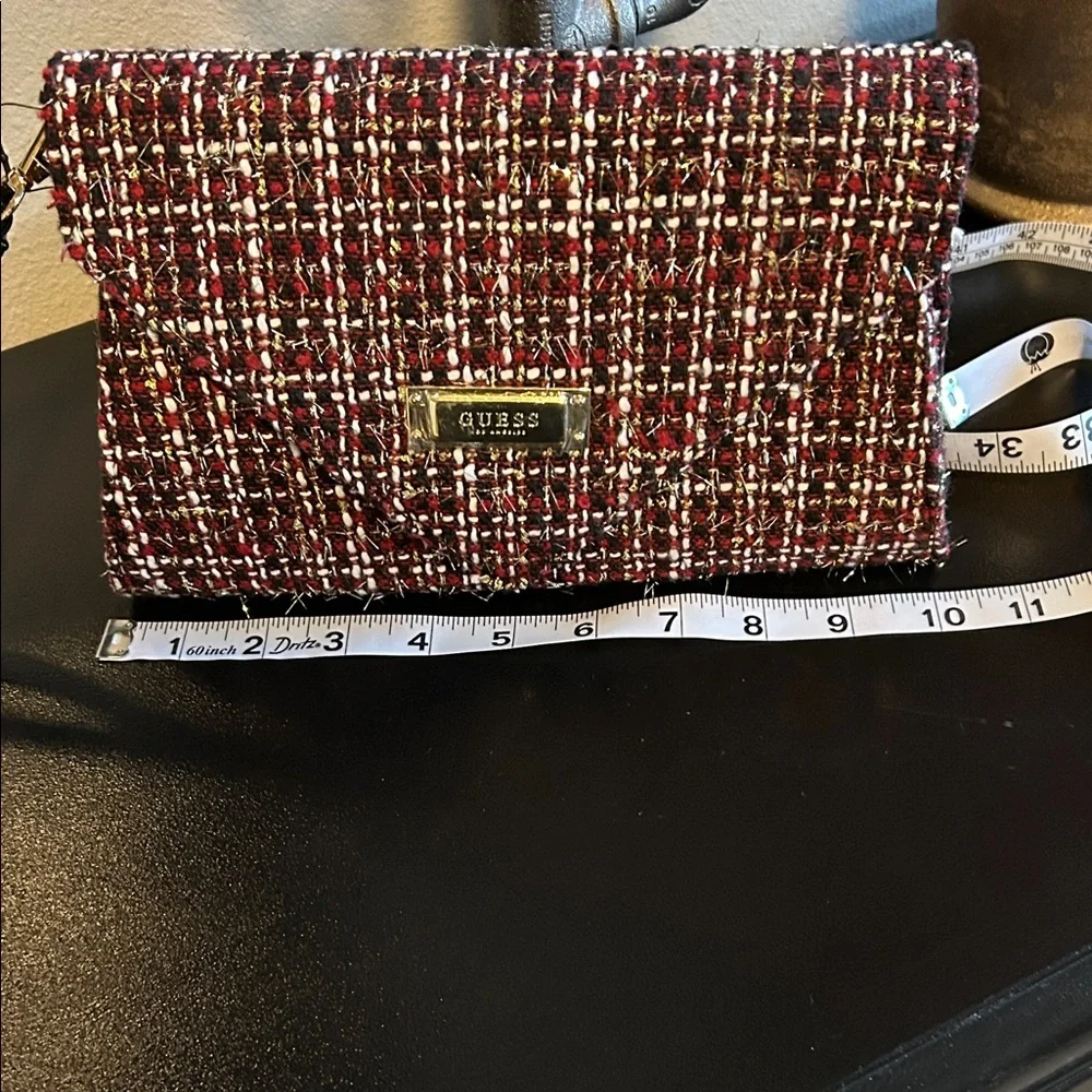 GUESS Burgundy Tweed Clutch